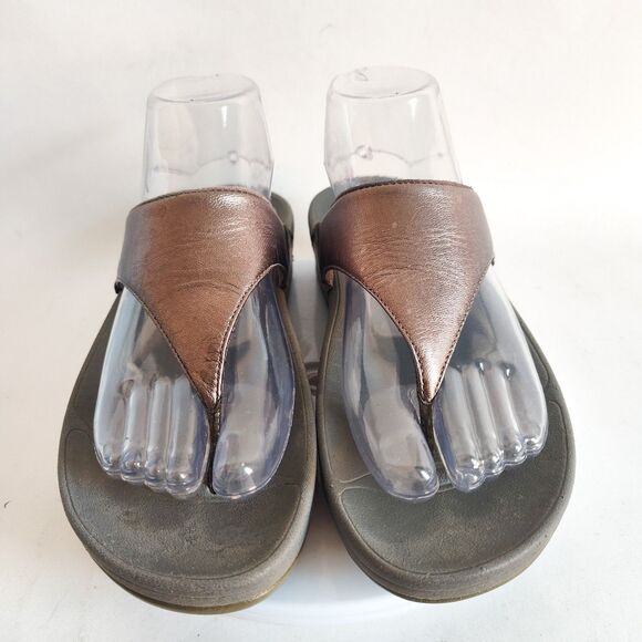 Fitflop Lulu Toning Toe-Post Summer Sandals Womens Size 7 EU 38 Rose Gold - Picture 4 of 6